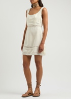 Rixo Ronan Lace-trimmed Mini Dress Cream