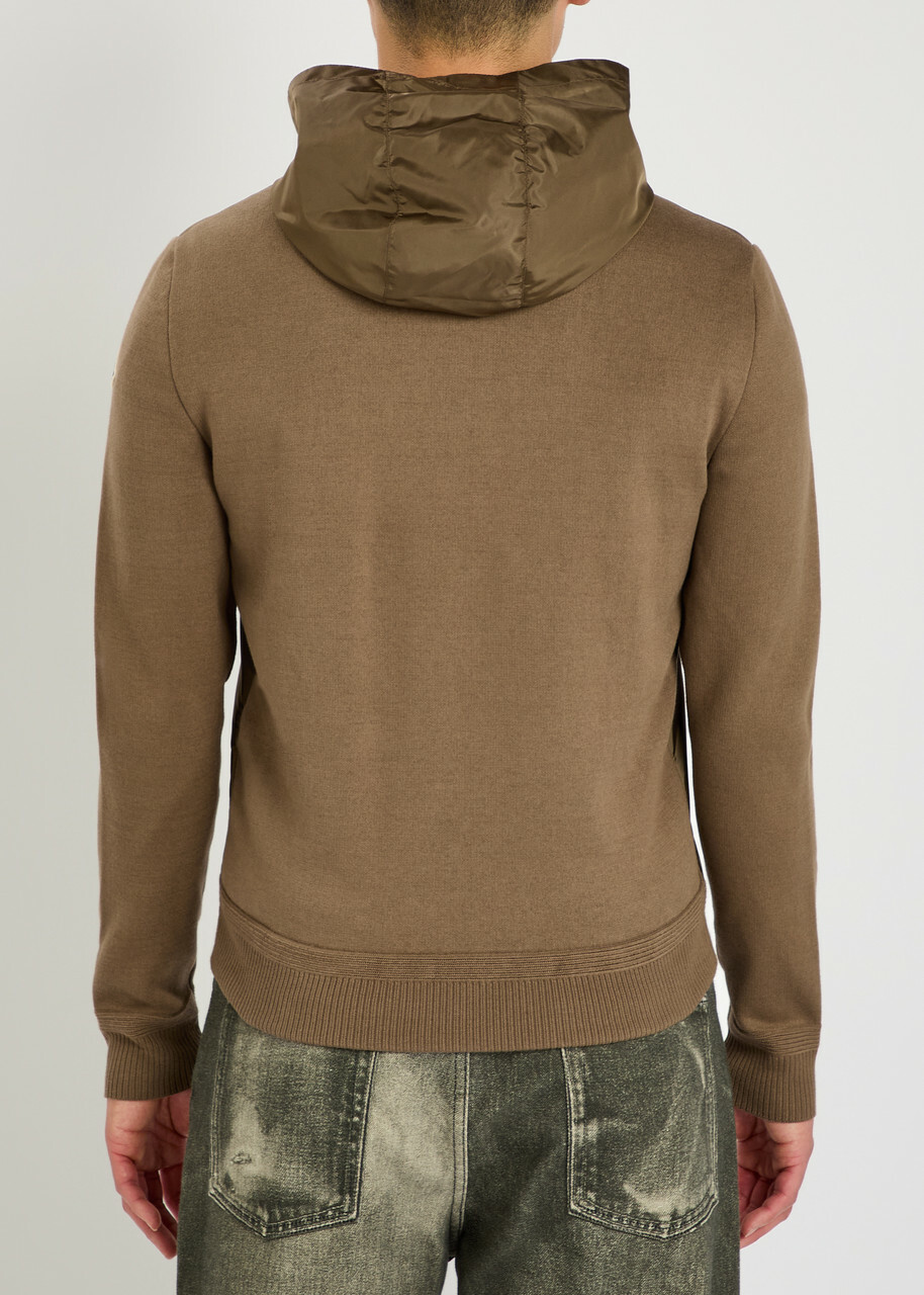 Moncler Logo-appliquéd Hooded Shell and Cotton-blend Jacket Green