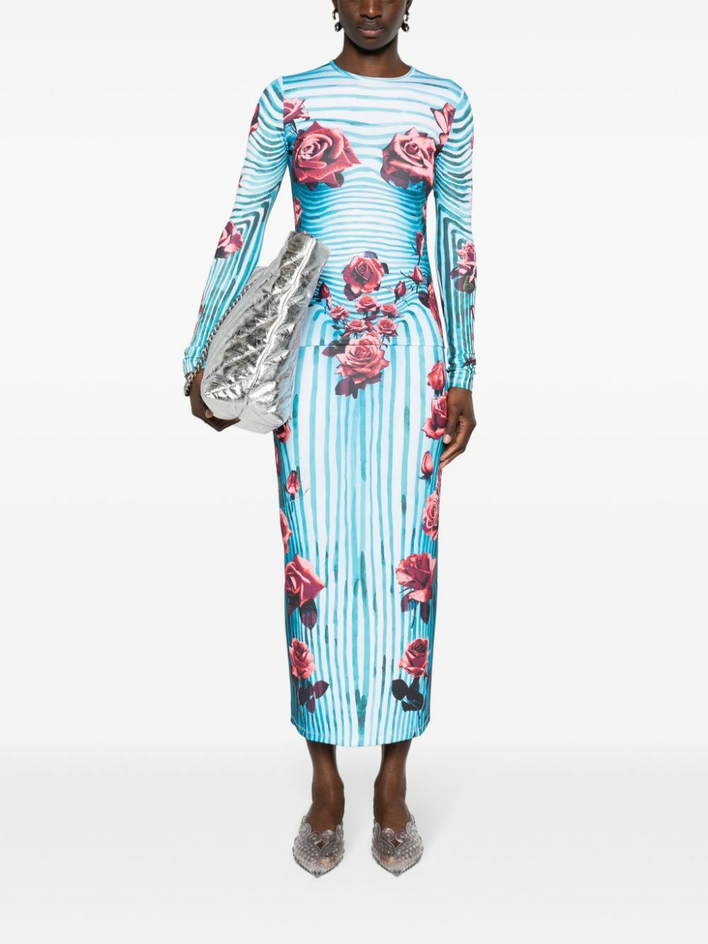 Jean Paul Gaultier Blue Morphing Rose-Print Top Jean Paul Gaultier