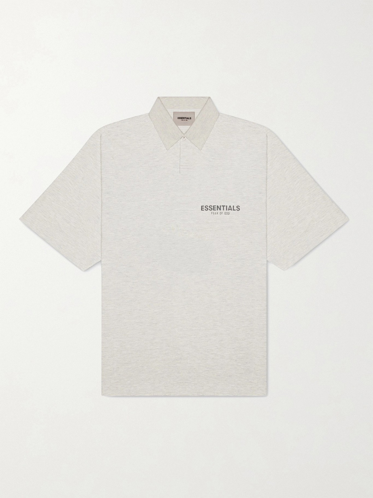 Fear of God Essentials - Logo-Print Cotton-Jersey Polo Shirt - Gray