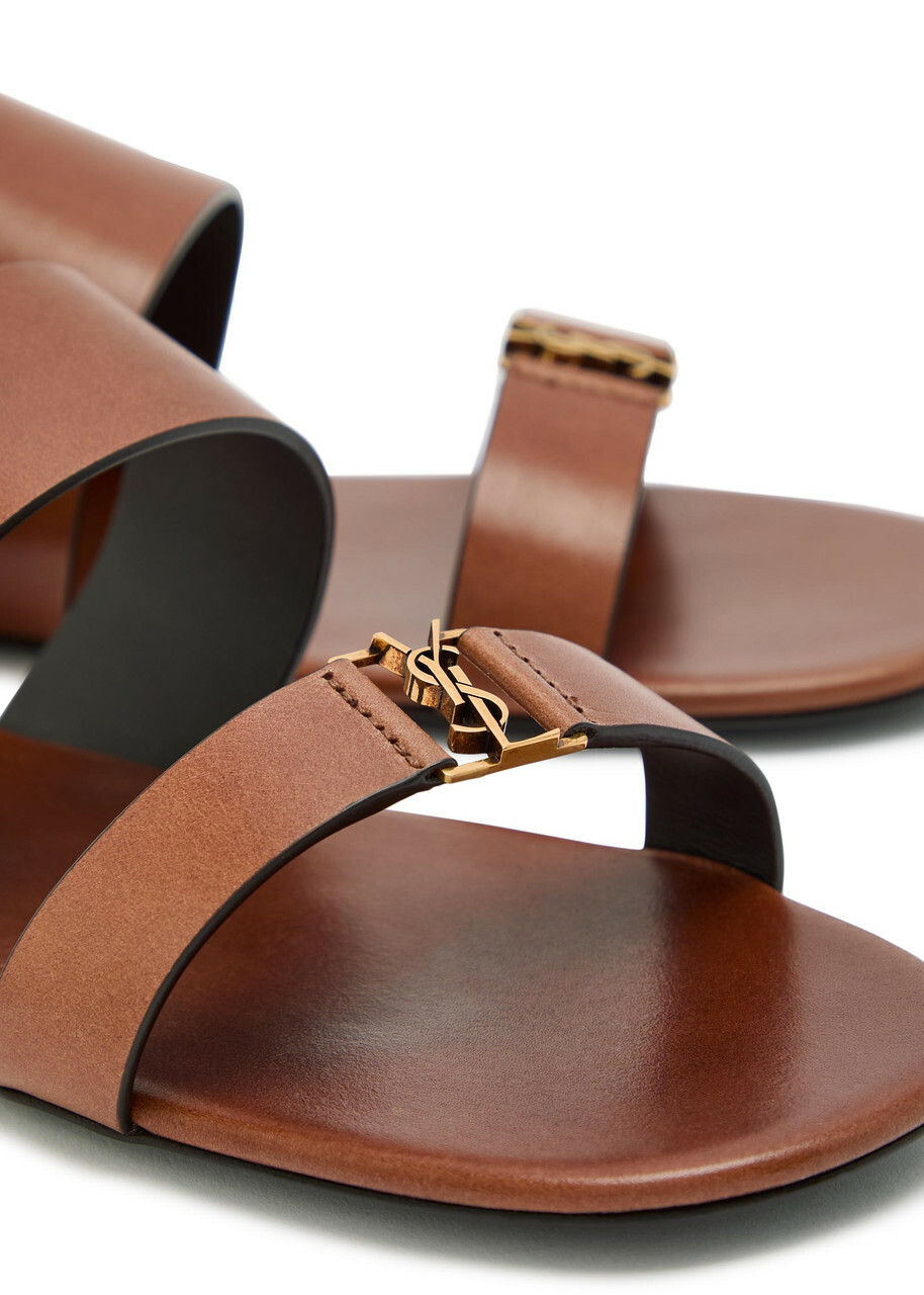 Saint Laurent Babylone Leather Sandals Brown