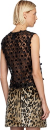 Anna Sui Black Mesh Paillettes Top
