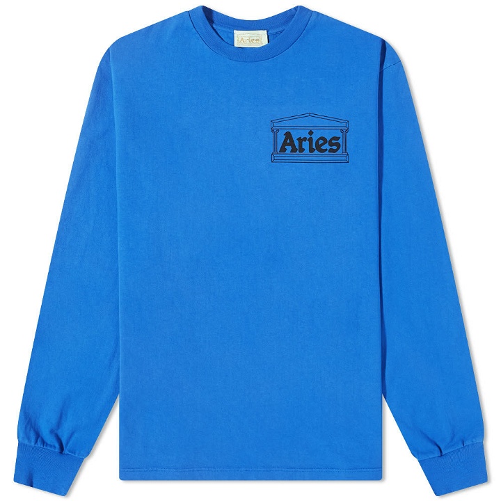 Photo: Aries Men's Long Sleeve Temple T-Shirt in Blue