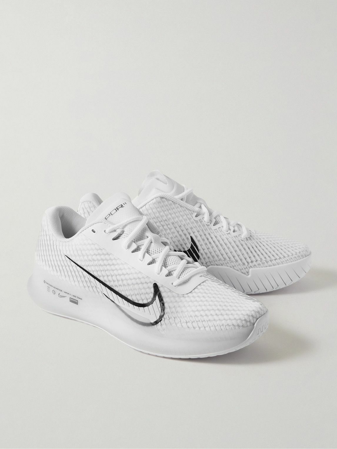 Nike Tennis - NikeCourt Air Zoom Vapor 11 Rubber-Trimmed Mesh Tennis Sneakers - White