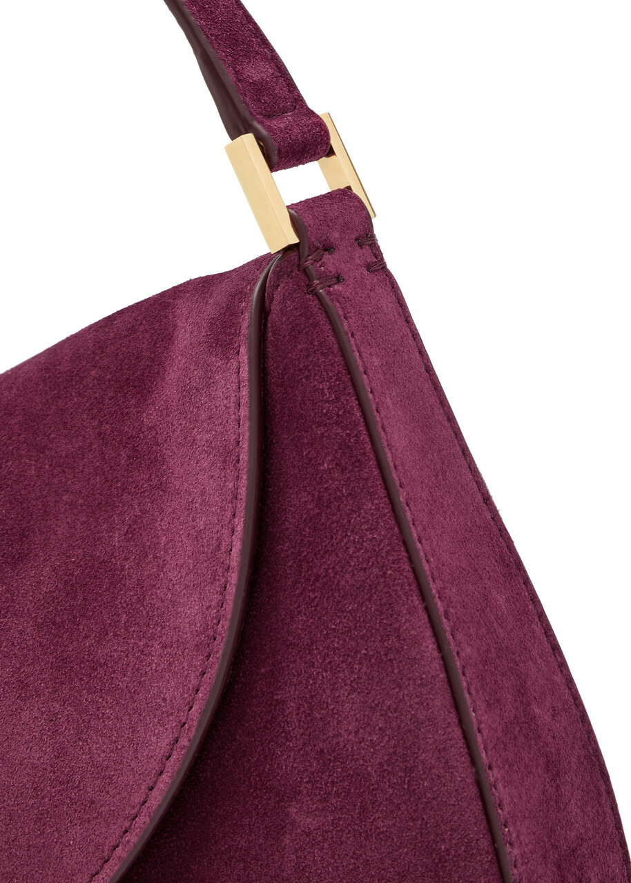 Savette Tondo Small Suede Shoulder bag - Plum - One Size