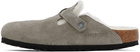 Birkenstock Gray Narrow Boston Shearling Loafers