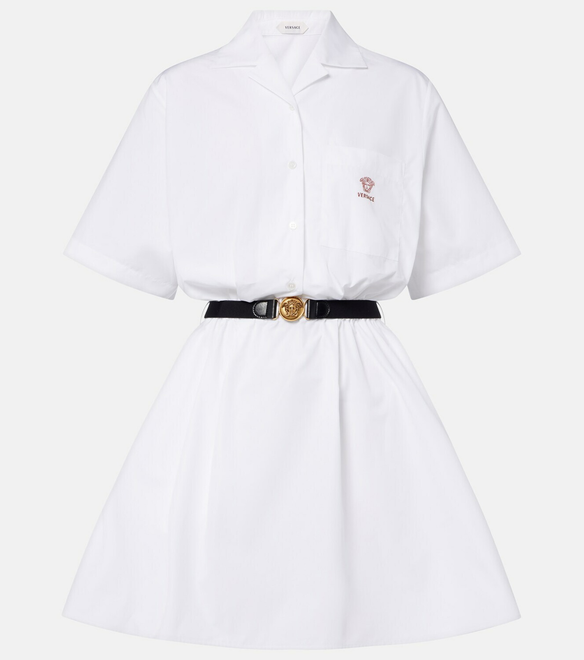 Versace Belted cotton poplin minidress