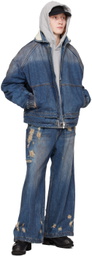 Juun.J Blue Padded Denim Jacket