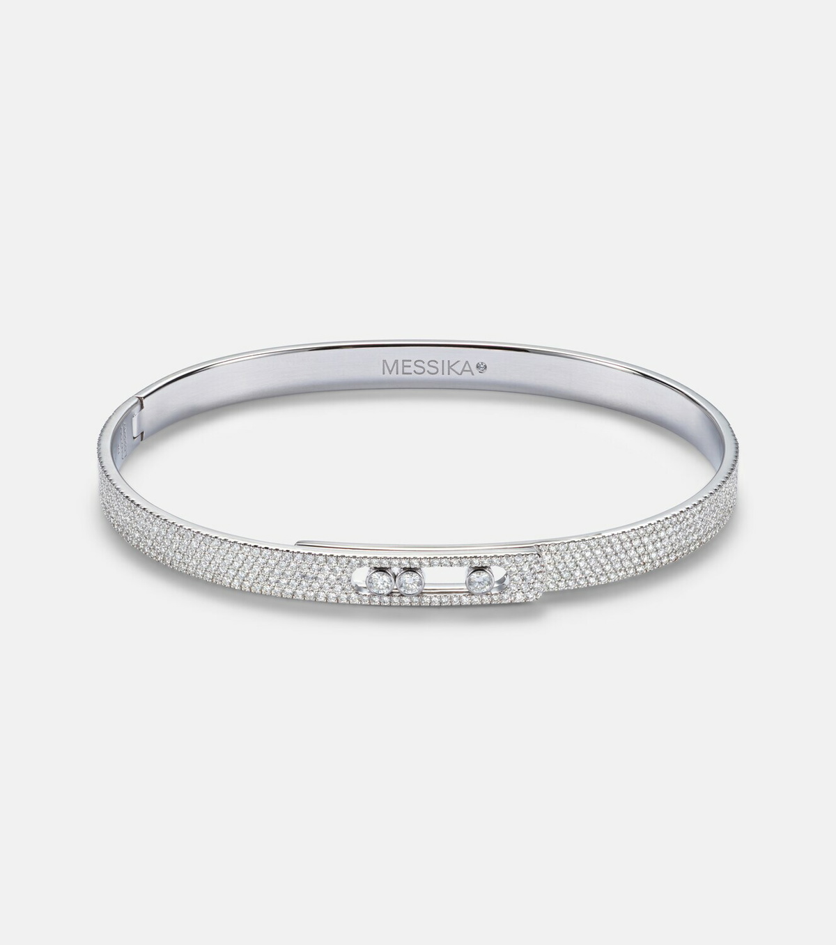 Messika Move Noa 18kt white gold bangle with diamonds