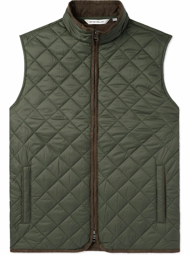 Photo: Peter Millar - Essex Fleece-Trimmed Quilted Padded Shell Gilet - Green