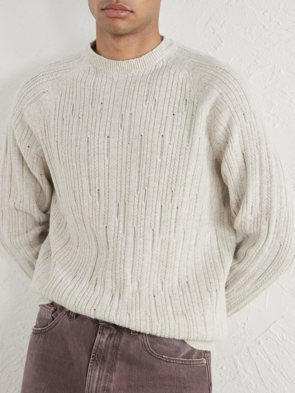 Inis Meáin - Stranded Sailor Merino Wool and Cashmere-Blend Sweater - Neutrals