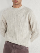 Inis Meáin - Stranded Sailor Merino Wool and Cashmere-Blend Sweater - Neutrals