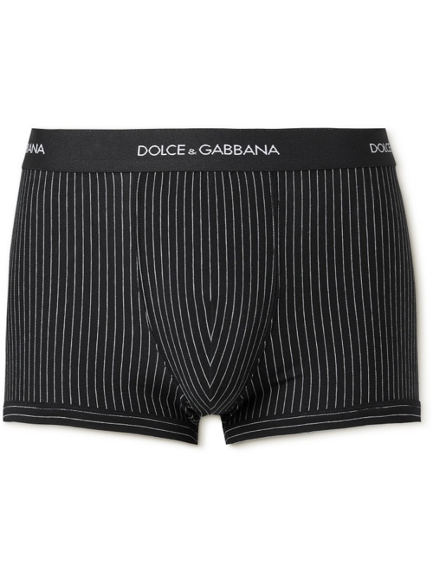 Photo: DOLCE & GABBANA - Pinstriped Stretch-Cotton Boxer Briefs - Gray - 3