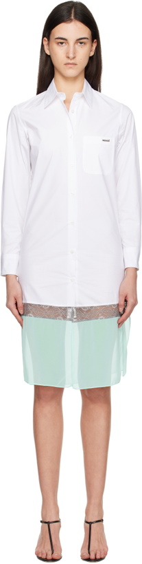 Photo: Coperni White & Green Multi Layer Shirt Midi Dress