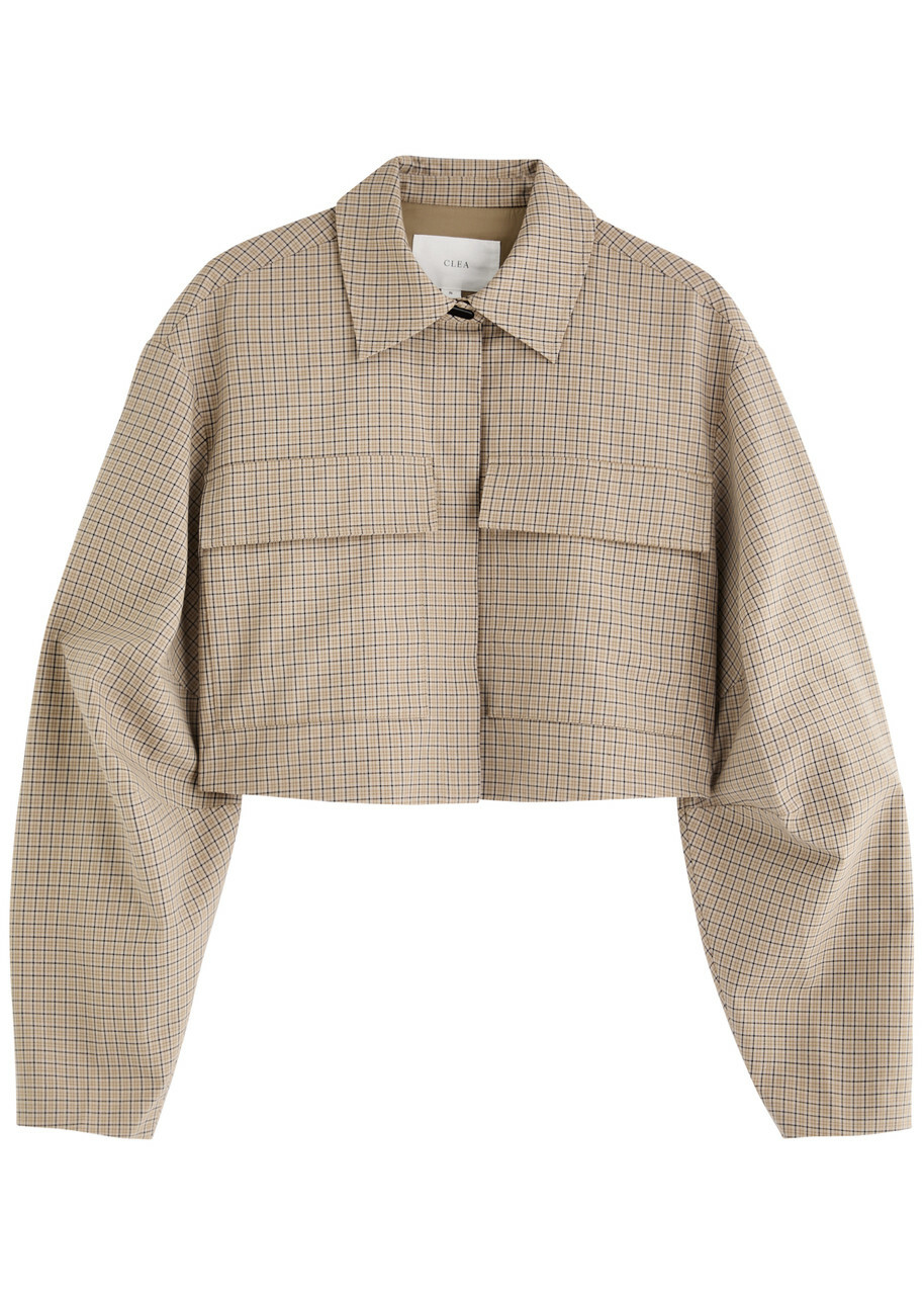 Clea Massimo Checked Cotton-blend Jacket Beige