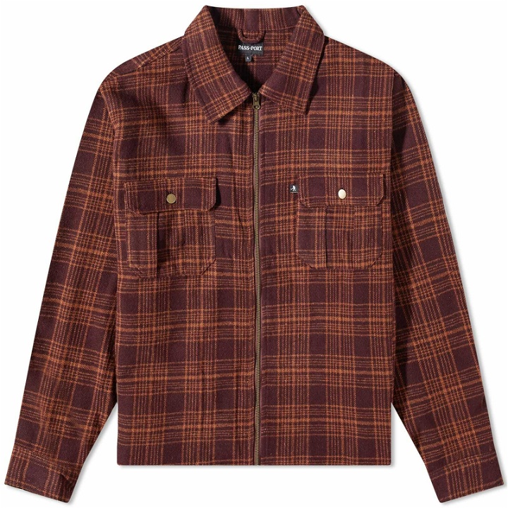 Photo: Pass~Port Men's Workers Check Flannel Jacket in Maroon