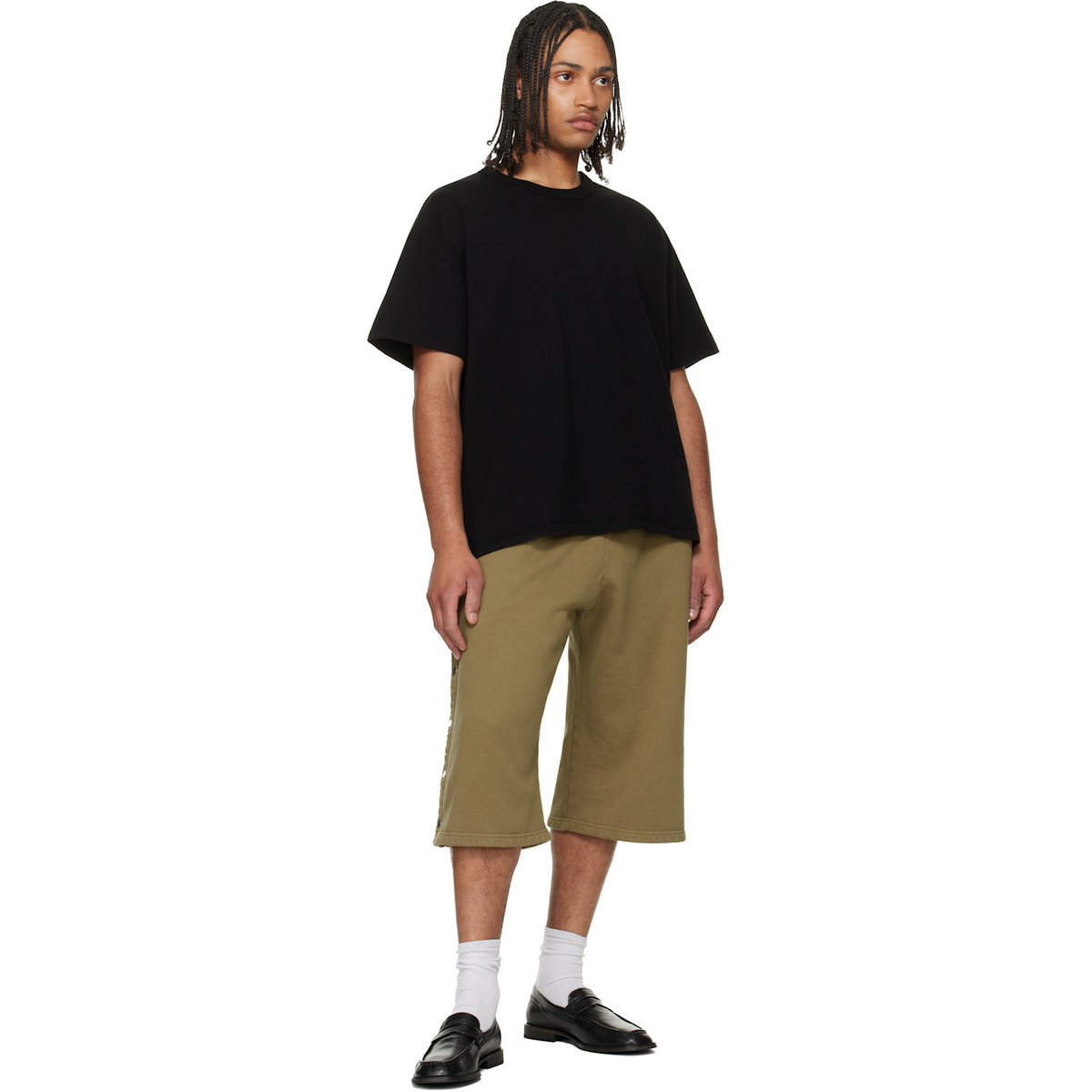 Les Tien Khaki Part Snap Shorts