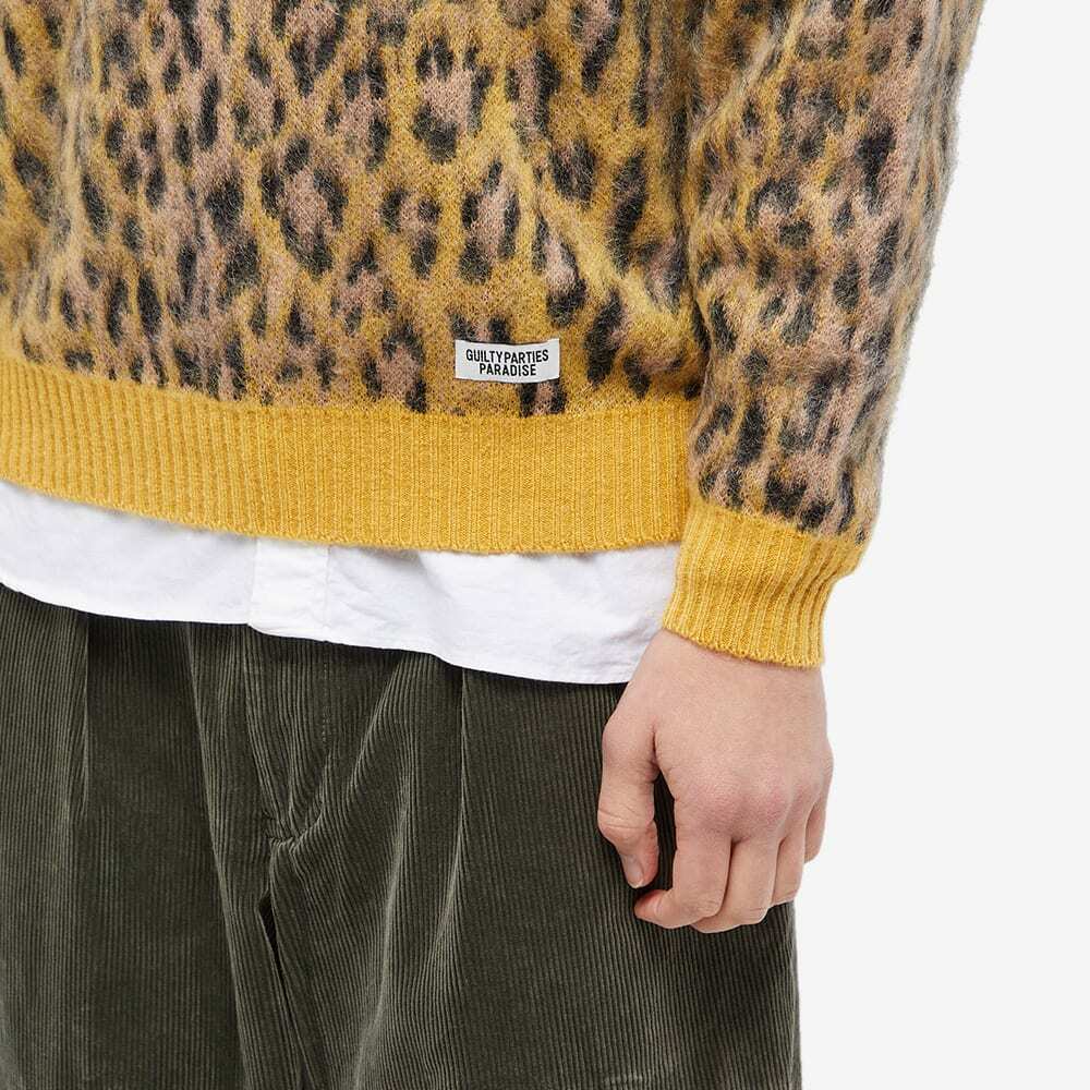 Wacko Maria Men's Type 1 Leopard Mohair Cardigan in Yellow Wacko Maria