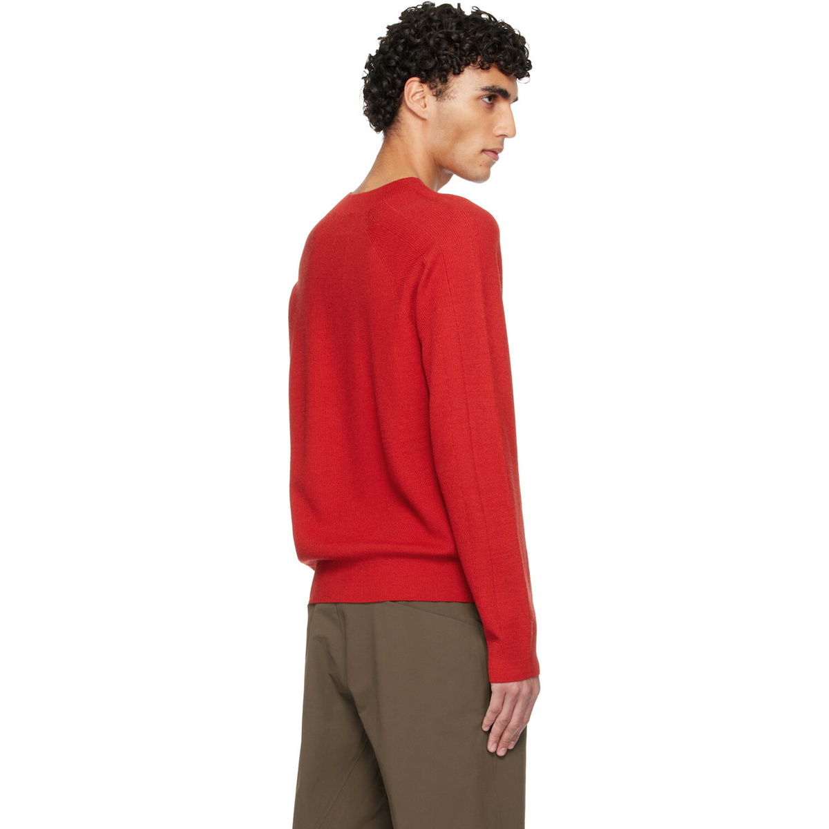 Veilance Red Conic Wool Midlayer Sweater