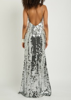The New Arrivals Ilkyaz Ozel Claudie Sequin-embellished Maxi Dress Grey