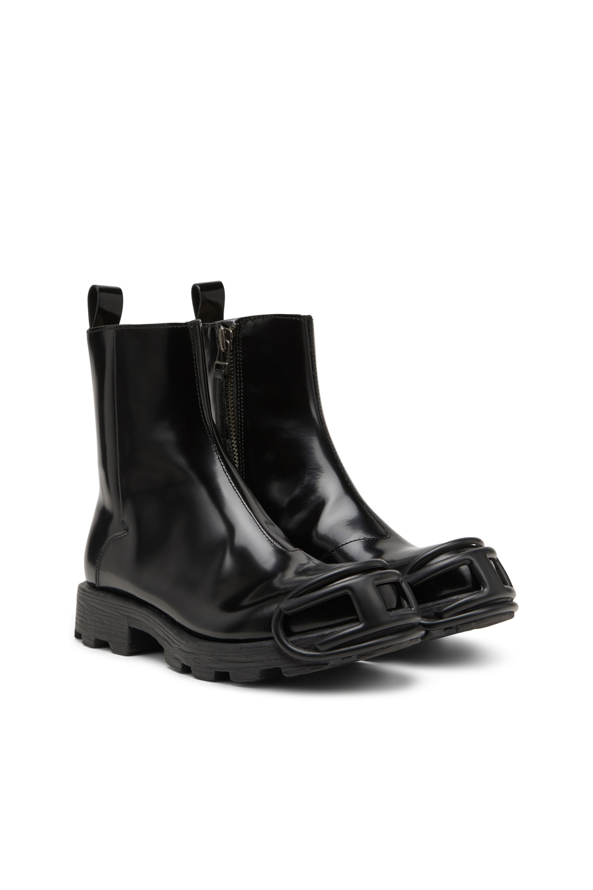 Diesel D-Hammer-Leather Chelsea boots with Oval D toe caps - Boots Mens in Black