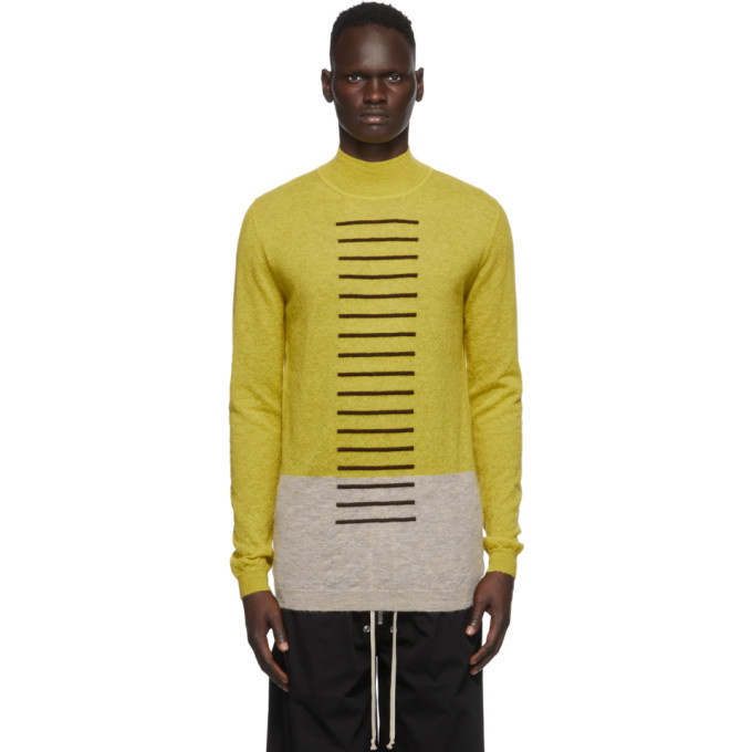 Photo: Rick Owens Yellow and Beige Mohair Colorblock Turtleneck