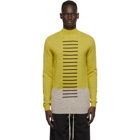 Rick Owens Yellow and Beige Mohair Colorblock Turtleneck