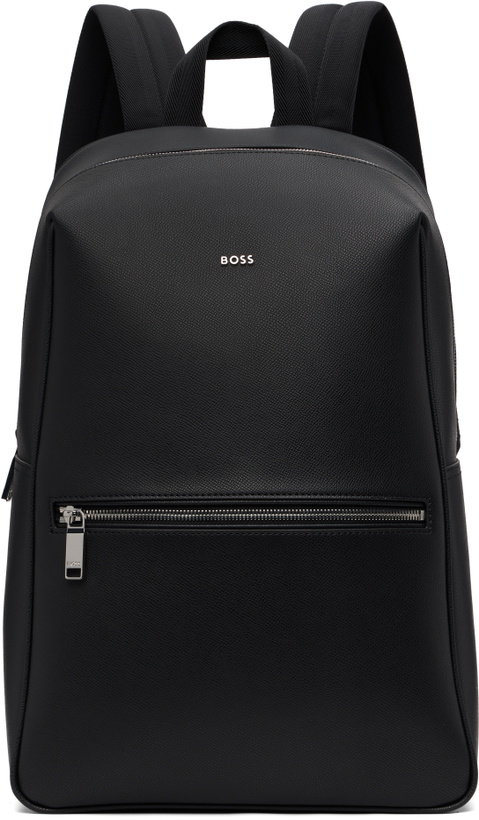 Photo: BOSS Black Logo Hardware Grained-Leather Backpack