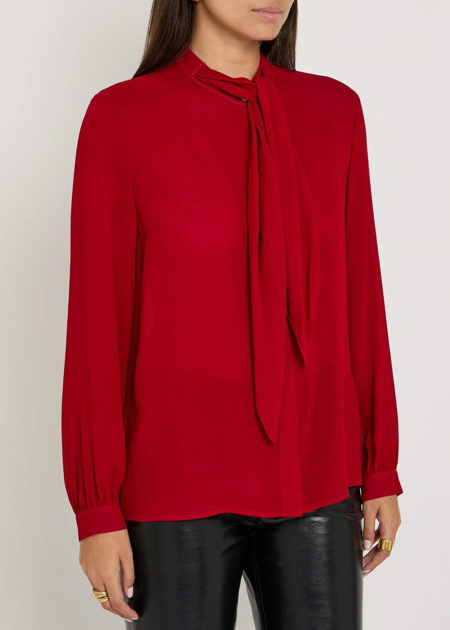 Tory Burch Scarf-effect Georgette Blouse Red
