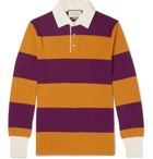 Gucci - Embroidered Striped Wool Polo Shirt - Purple
