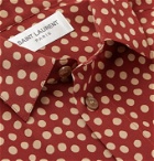 SAINT LAURENT - Polka-Dot Silk Shirt - Brown