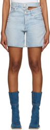 AGOLDE Blue Broken Waistband Denim Shorts