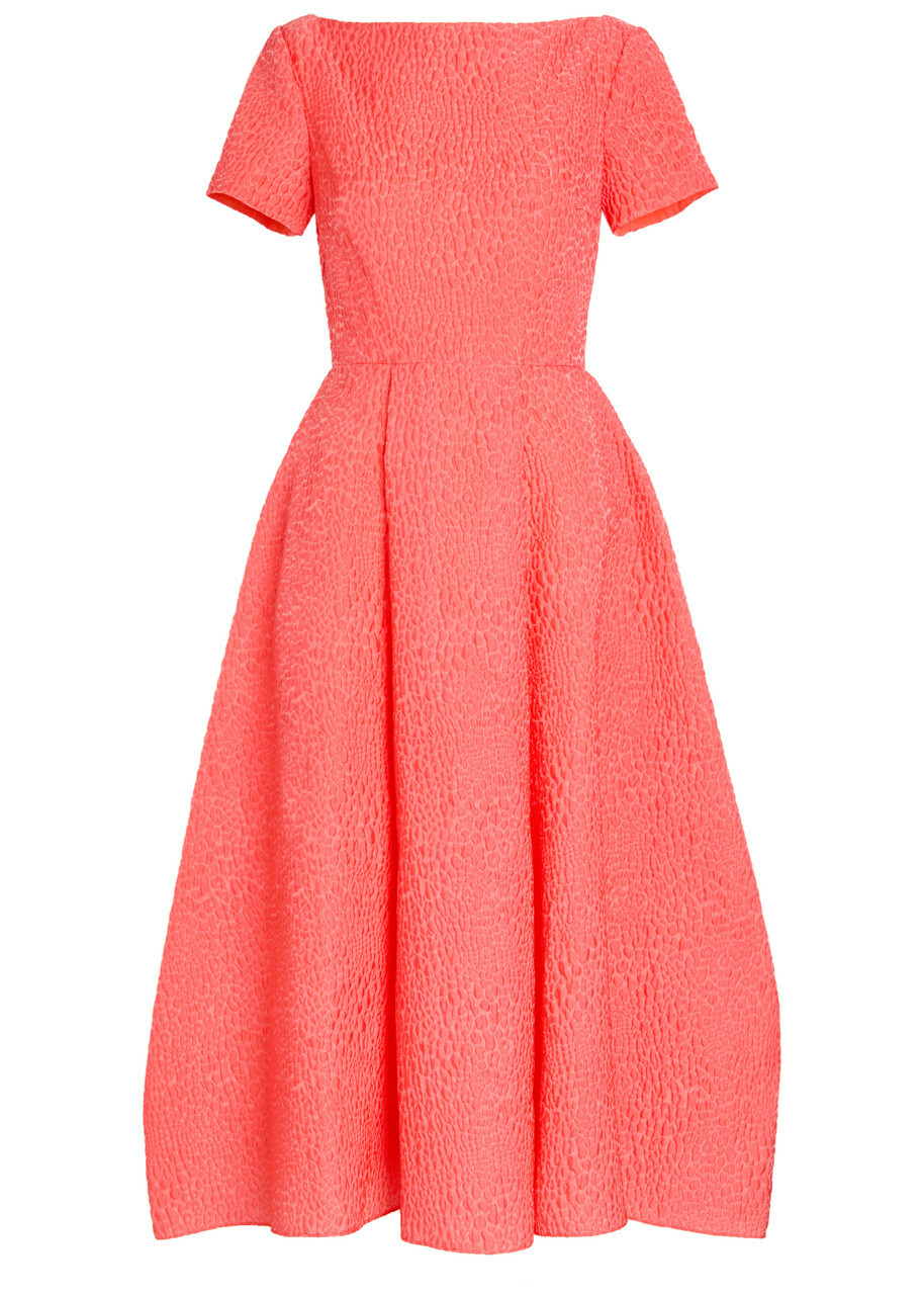 Roksanda Vaela Wide-neck Cloqué Midi Dress Orange