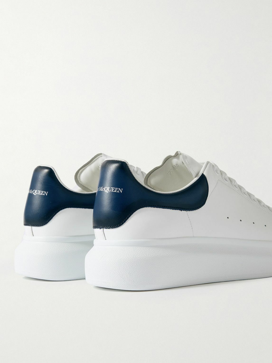 Alexander McQueen Alexander McQueen Exaggerated Sole Leather Sneakers  White/Electric Blue