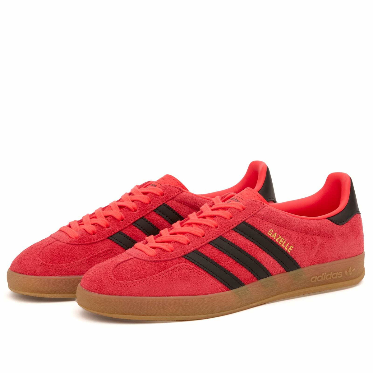 Adidas Gazelle Indoor in Lucid Red/Black/Gold Metallic