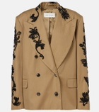 Dries Van Noten Embellished cotton double-breasted blazer