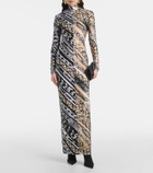 Area Colorblocked printed maxi dress