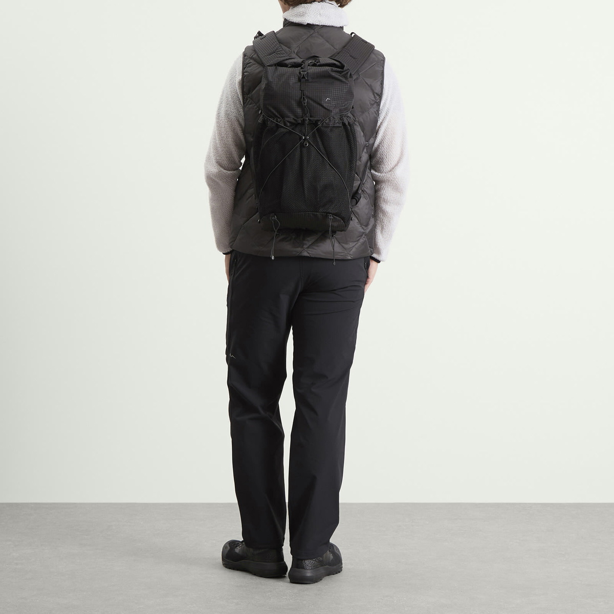 CAYL Men's Gaya Rolltop Mesh Backpack in Grid Black 