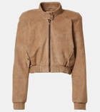 Magda Butrym Cropped suede bomber jacket