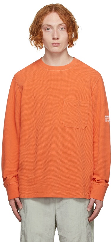 Photo: Helmut Lang Orange Waffle Knit Long Sleeve T-Shirt