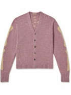 KAPITAL - Distressed Jacquard-Knit Wool Cardigan - Purple