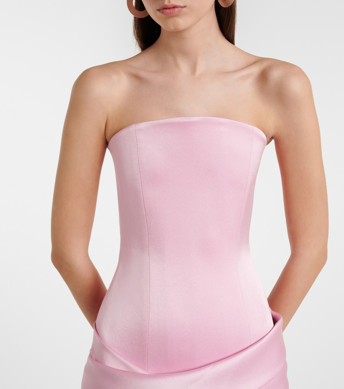 Alex Perry Draped satin crêpe bustier dress