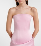 Alex Perry Draped satin crêpe bustier dress