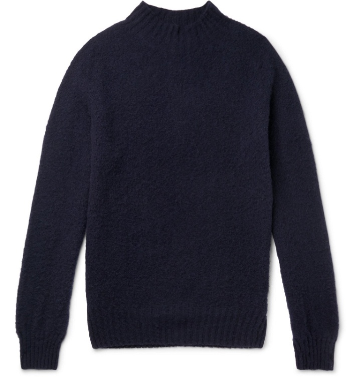 Photo: YMC - Brushed-Wool Mock-Neck Sweater - Blue