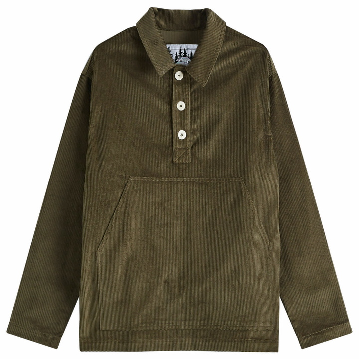 Photo: Café Mountain Men's Cord Leisure Popover Jacket in Moss Green
