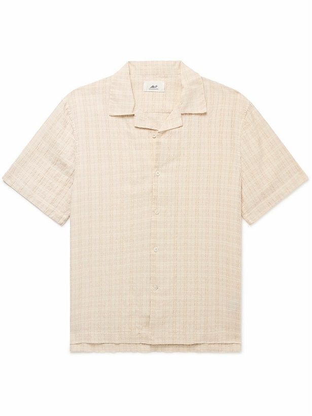 Photo: Mr P. - Camp-Collar Checked Cotton-Blend Seersucker Shirt - Neutrals