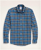 Brooks Brothers Men's Madison Relaxed-Fit Portuguese Flannel Tartan Shirt | Teal