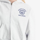 Sporty & Rich Women's Emblem Cropped Zipped Hoodie in Heather Gray Navy