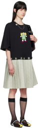 Chopova Lowena Black & Green Saltos Kilt Midi Dress