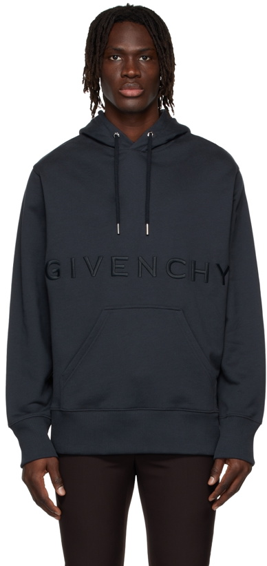 Photo: Givenchy Navy 4G Embroidered Hoodie